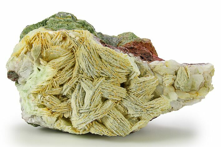 Green, Bladed Prehnite Crystals with Quartz - Morocco #292265